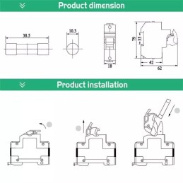 Portafusibile FEEO 10x38 1000V 32A con Led Corrente Continua per Impianti Fotovoltaici