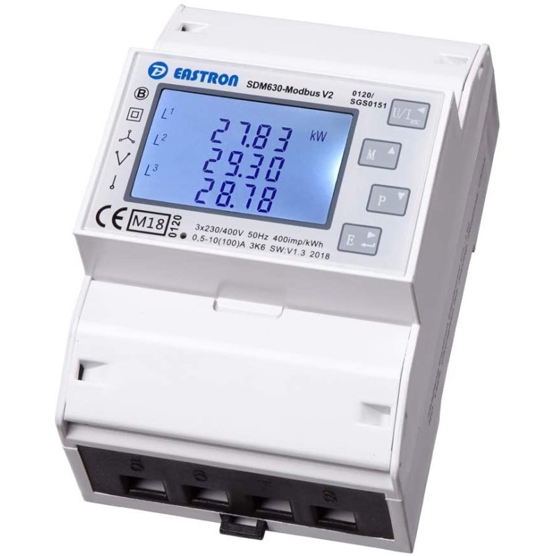 Medidor Eastron SDM630M V2 Monofásico/Trifásico AC 400V Digital Modbus 100A MID